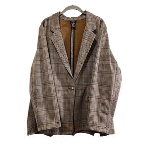 Brown & Cream Plaid Ponte Blazer✨Soho Apparel✨Plus Size 3X/22W/24W✨Office✨Work